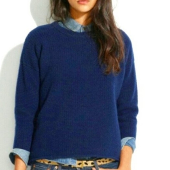Madewell Clueless Preppy blue merino wool/ alpaca blend sweater large - Picture 1 of 8